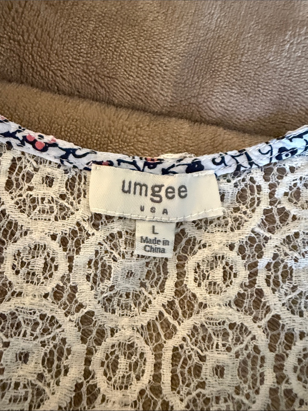 Umgee White Floral Print Mini Dress with Navy and Red Accents - Picture 2 of 10